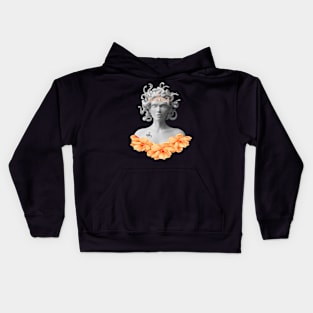 Medusa Gorgon Greek Mythology Orange Floral Kids Hoodie